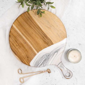 LL MARBLE ROUND PADDLE RESIN CHEESEBOARD