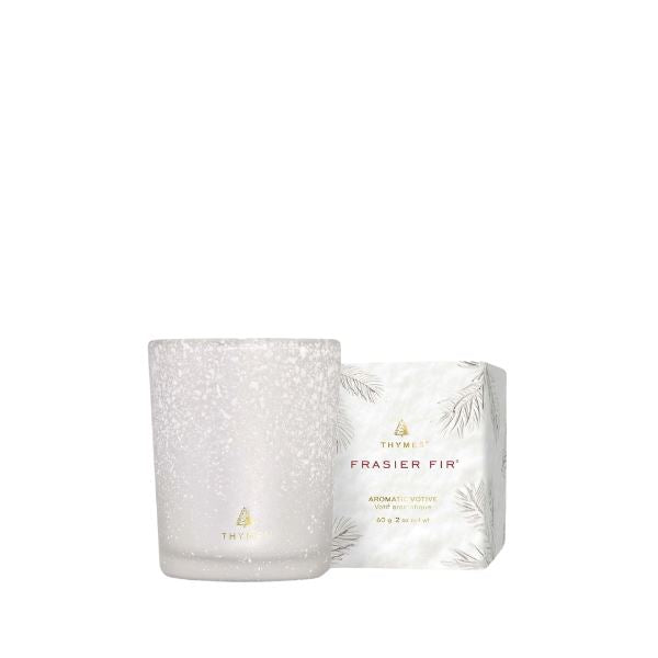 FRASIER FIR FLOCKED VOTIVE CANDLE Holiday Candles The Thymes 