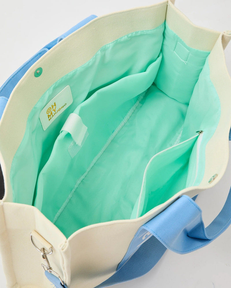 LIGHT BLUE MAHJONG TOTE Games OH MY MAHJONG 