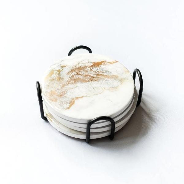 LL GOLD QUARTZ RESIN CERAMIC COASTER SET – Tabula Rasa Essentials