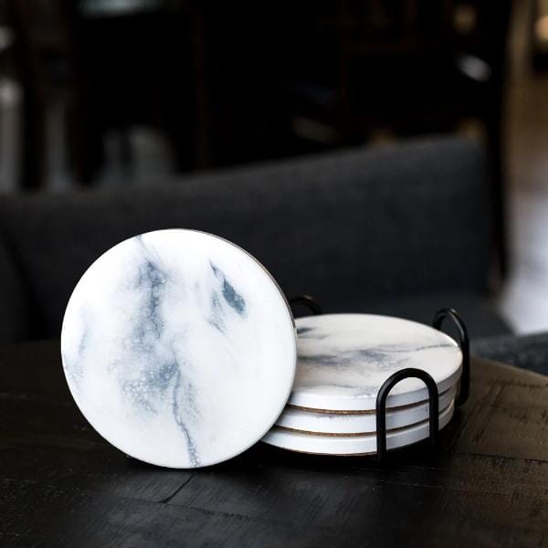 LL MARBLE RESIN CERAMIC COASTER SET Coasters LYNN LIANA SERVEWARE 