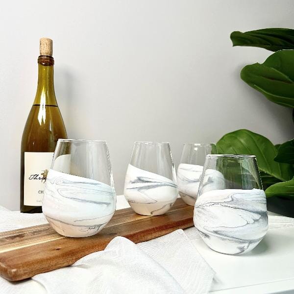 LL MARBLE RESIN STEMLESS GLASS Glassware LYNN LIANA SERVEWARE 