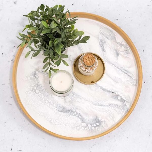 LL MARBLE ROUND RESIN TRAY Cheeseboard LYNN LIANA SERVEWARE 