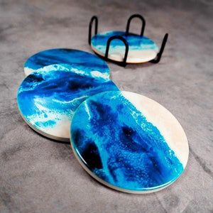 LL OCEAN VIBES RESIN CERAMIC COASTER SET Coasters LYNN LIANA SERVEWARE 