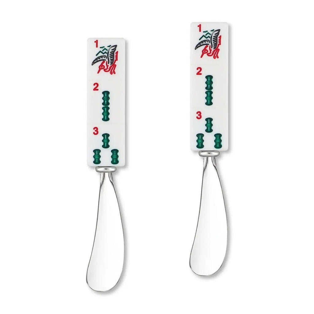 MAHJONG BAMBOO S/2 ZINC SPREADER Cheese Knives TABULA RASA ESSENTIALS 