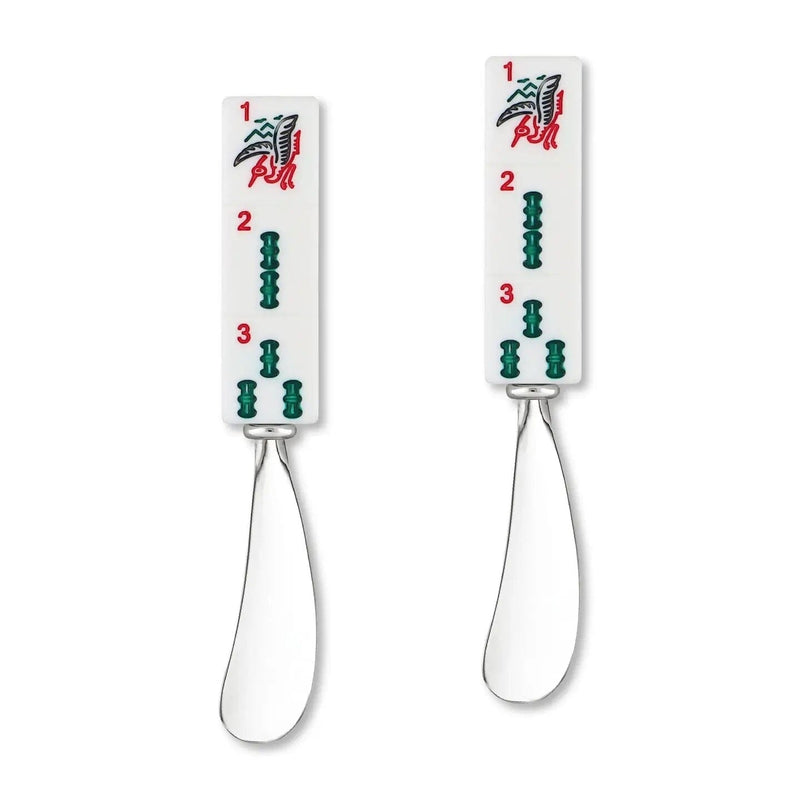 MAHJONG BAMBOO S/2 ZINC SPREADER Cheese Knives TABULA RASA ESSENTIALS 