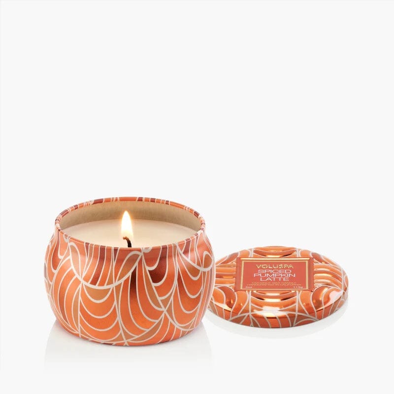 SPICED PUMPKIN LATTE MINI TIN Holiday Candles Voluspa 