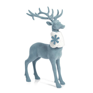 Blue Flocked Standing Reindeer Holiday Decor Tabula Rasa Essentials 