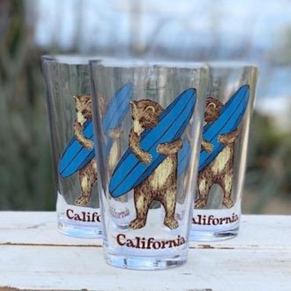 California Bear Surf Pint Glass Drinkware Tabula Rasa Essentials 