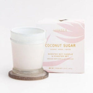 Coconut Sugar Boxed Candle with Agate Candles Mer Sea & Co. 