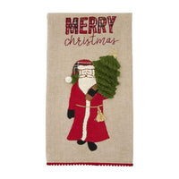 Embroidered XMAS Kitchen Towel Holiday Entertaining TABULA RASA ESSENTIALS Merry 