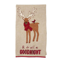 Embroidered XMAS Kitchen Towel Holiday Entertaining TABULA RASA ESSENTIALS Reindeer 