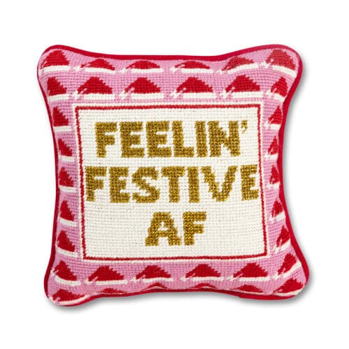 Feelin Festive 10" Needlepoint Pillow Pillow TABULA RASA ESSENTIALS 