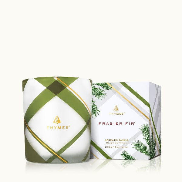Frasier Fir Frosted Plaid Candle Holiday Candles The Thymes 