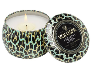 French Linen Petite Candle Tin Candles Voluspa 