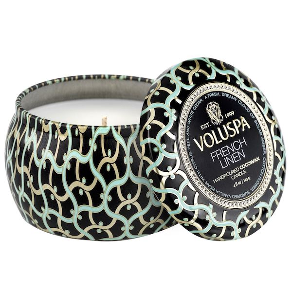 French Linen Petite Candle Tin Candles Voluspa 