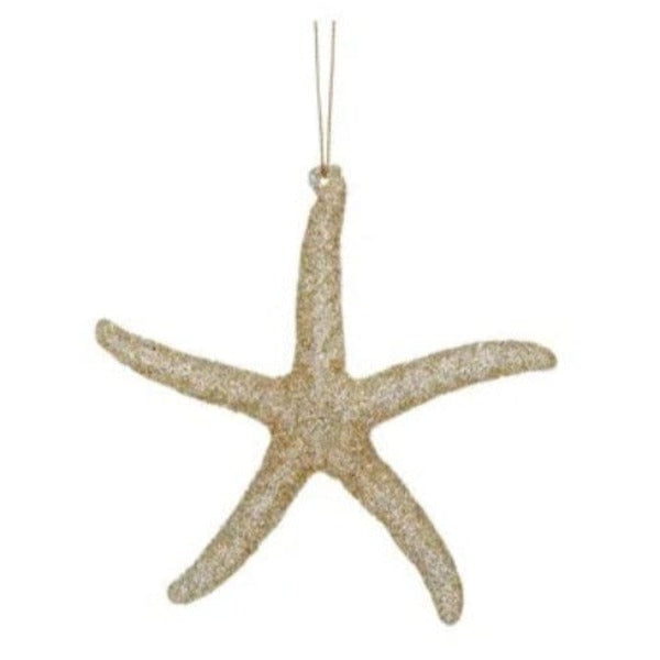 Gold Glitter Starfish Ornament Holiday Ornament TABULA RASA ESSENTIALS 