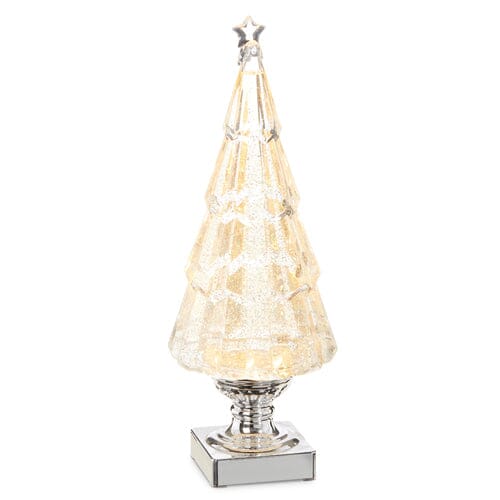 Gold Lighted Silver Glitter Swirl Tree 14" Holiday Decor TABULA RASA ESSENTIALS 