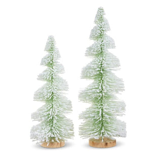 Green Snowy Bottle Brush Tree 15" Holiday Decor TABULA RASA ESSENTIALS 