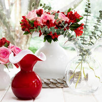 Hibiscus Red Small Fluted Vase Vase Vietri 
