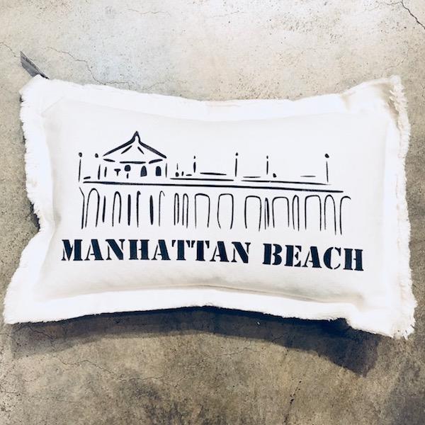 Manhattan Beach Pier Baby Rectangle Pillow Pillow Tabula Rasa Essentials Black 