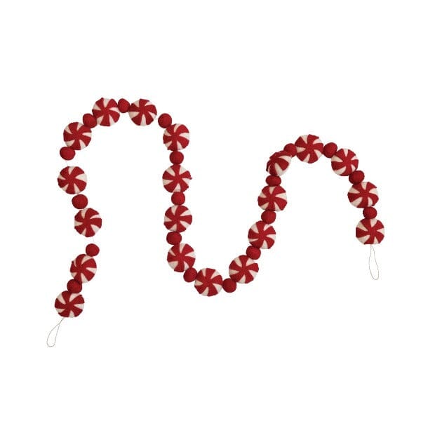 Peppermint Ball Felt Garland Holiday Decor TABULA RASA ESSENTIALS 