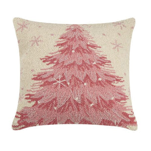 Pink Christmas Tree 18" Hook Pillow Pillow TABULA RASA ESSENTIALS 