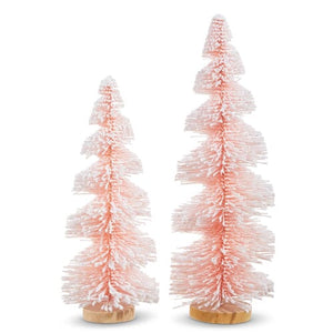 Pink Snowy Bottle Brush Tree 15" Holiday Decor TABULA RASA ESSENTIALS 
