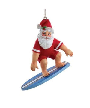Santa on Surfboard Ornament Holiday Ornament TABULA RASA ESSENTIALS 
