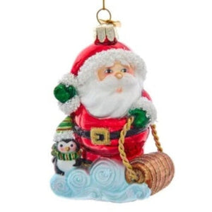 Santa Sled Glass Ornament Holiday Ornament TABULA RASA ESSENTIALS 