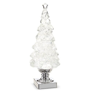 Silver Lighted Swirl Tree 13.75" Holiday Decor TABULA RASA ESSENTIALS 