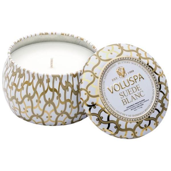 Suede Blanc Petite Candle Tin Candles Voluspa 