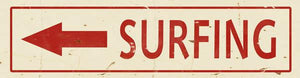 Surf Street Signs Wall Art Tabula Rasa Essentials Surfing Arrow Left Cream Red 