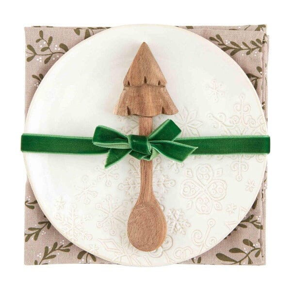 White Holiday Appetizer Plate Holiday Entertaining TABULA RASA ESSENTIALS Round Tree Spoon 