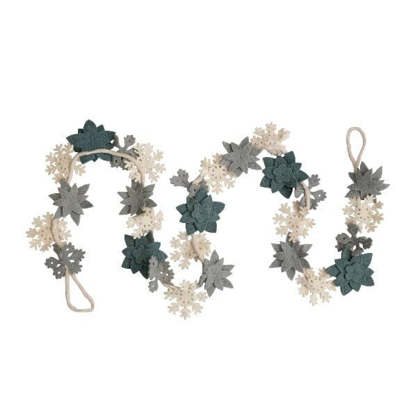Wool Felt Snowflake Flower Garland Holiday Decor TABULA RASA ESSENTIALS 